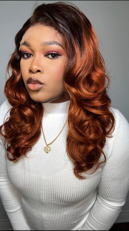 FAB BOUNCY WAVE HD LACE LUXURY WIG (OMBRÉ AUBURN)