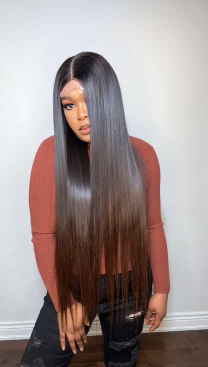 RAW STRAIGHT LUXURY WIG (BROWN ENDS)