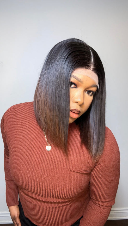 RAW SE LACE CLOSURE BOB WIG (BROWN ENDS)