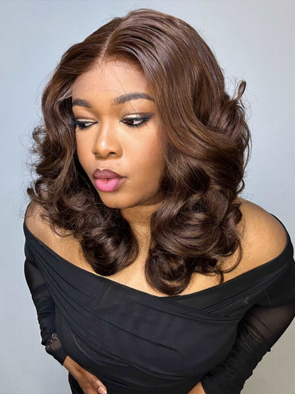 FAB BOUNCY WAVE HD LACE LUXURY WIG (CHESTNUT)