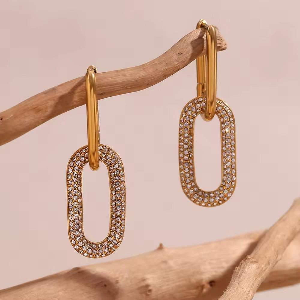 CRYSTAL LINK DROP EARRINGS