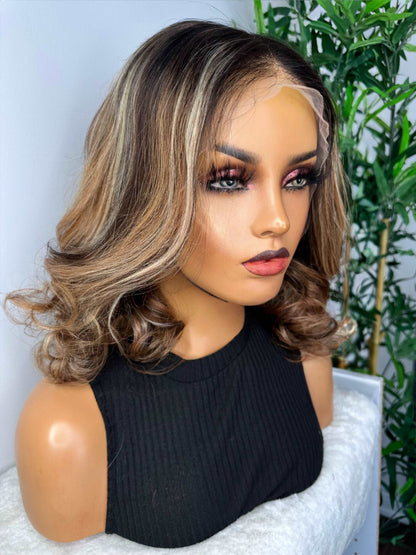 FAB 3 TONE HIGHLIGHTS LUXURY LACE FRONTAL BOB WIG