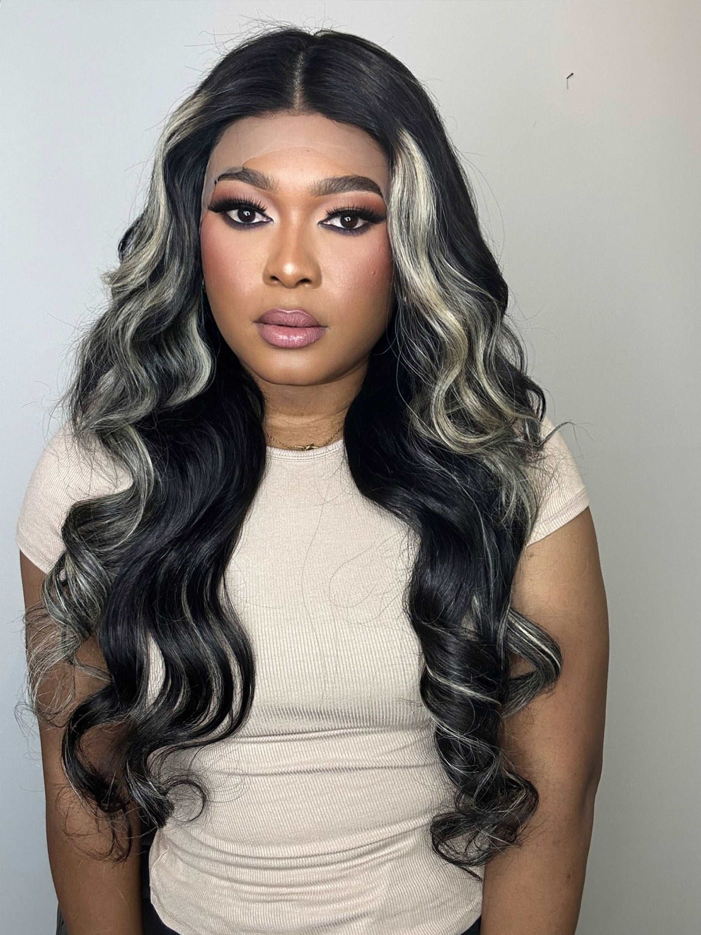 FAB BEIGE HIGHLIGHTS LUXURY LACE FRONTAL LAYERED WIG