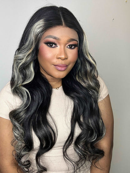 FAB BEIGE HIGHLIGHTS LUXURY LACE FRONTAL LAYERED WIG